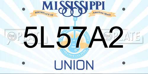 5L57A2 Mississippi License Plate