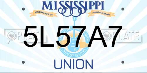 5L57A7 Mississippi License Plate