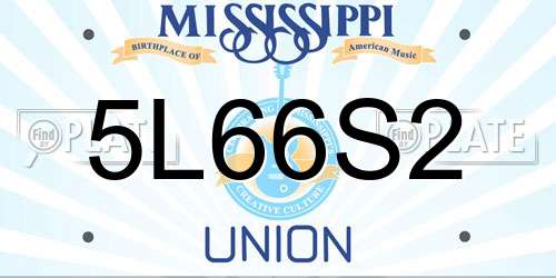 5L66S2 Mississippi License Plate