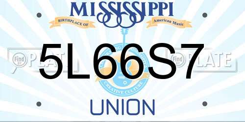 5L66S7 Mississippi License Plate