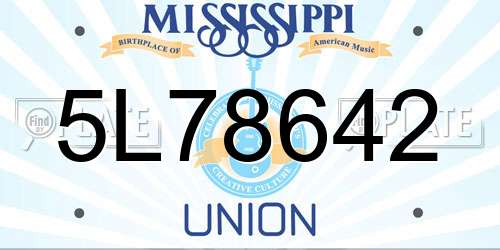 5L78642 Mississippi License Plate
