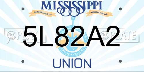5L82A2 Mississippi License Plate