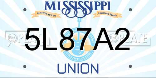 5L87A2 Mississippi License Plate