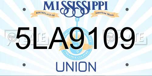 5LA9109 Mississippi License Plate