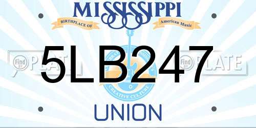 5LB247 Mississippi License Plate
