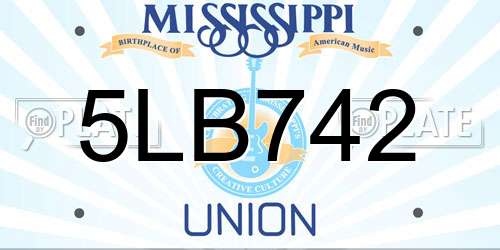 5LB742 Mississippi License Plate