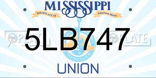 5LB747 Mississippi License Plate