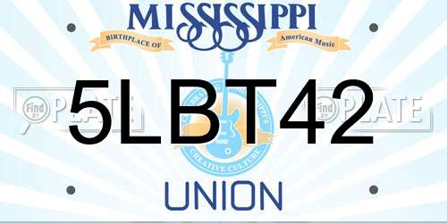 5LBT42 Mississippi License Plate