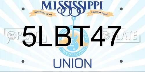 5LBT47 Mississippi License Plate