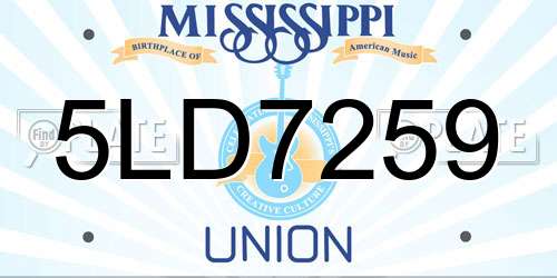 5LD7259 Mississippi License Plate