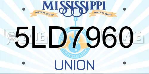 5LD7960 Mississippi License Plate