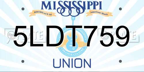 5LDT759 Mississippi License Plate
