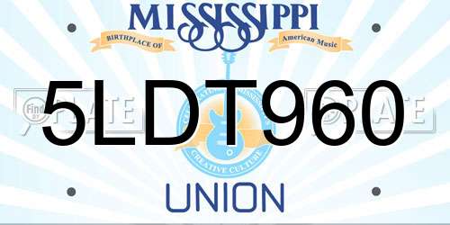 5LDT960 Mississippi License Plate