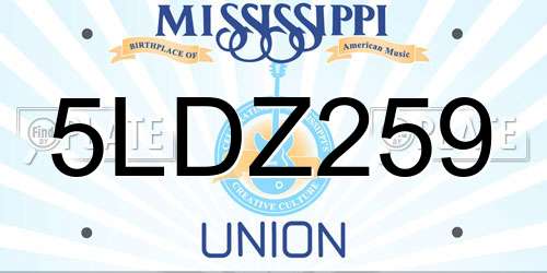 5LDZ259 Mississippi License Plate