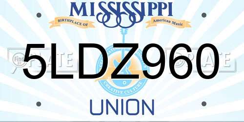 5LDZ960 Mississippi License Plate