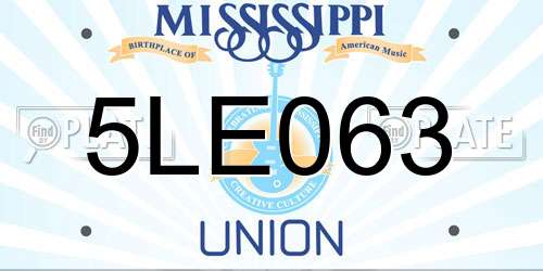 5LE063 Mississippi License Plate
