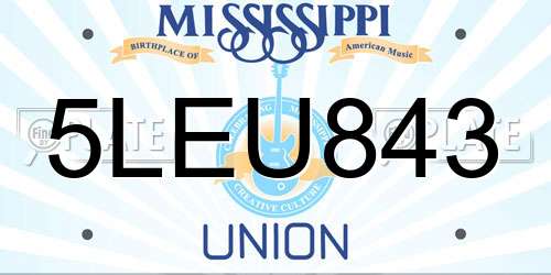 5LEU843 Mississippi License Plate