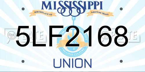 5LF2168 Mississippi License Plate