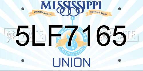 5LF7165 Mississippi License Plate