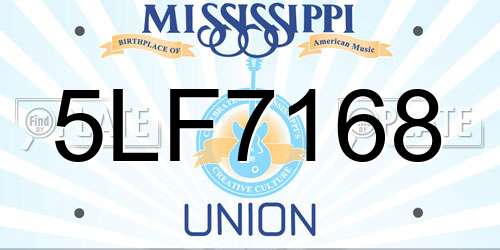 5LF7168 Mississippi License Plate