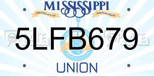 5LFB679 Mississippi License Plate