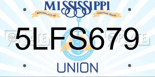 5LFS679 Mississippi License Plate
