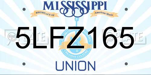 5LFZ165 Mississippi License Plate