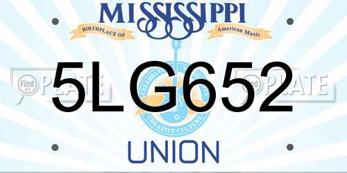5LG652 Mississippi License Plate