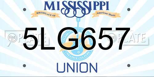 5LG657 Mississippi License Plate
