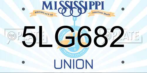 5LG682 Mississippi License Plate