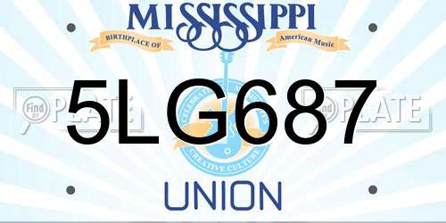5LG687 Mississippi License Plate