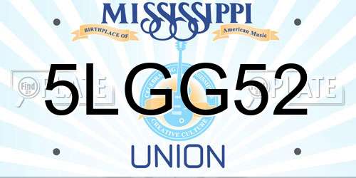 5LGG52 Mississippi License Plate