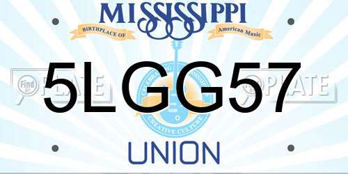 5LGG57 Mississippi License Plate