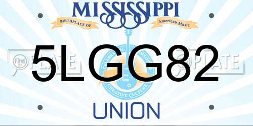 5LGG82 Mississippi License Plate