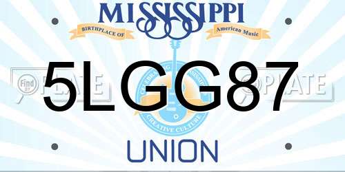 5LGG87 Mississippi License Plate