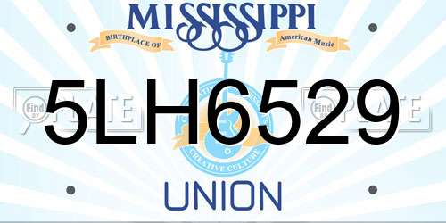 5LH6529 Mississippi License Plate