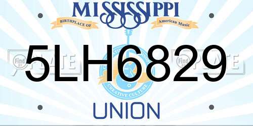 5LH6829 Mississippi License Plate