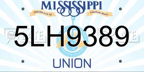 5LH9389 Mississippi License Plate