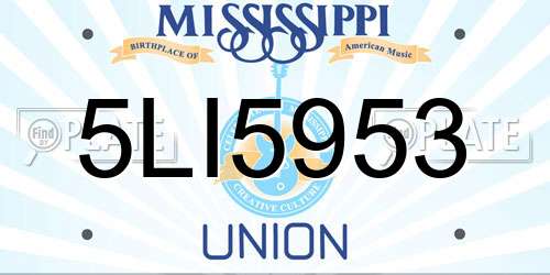 5LI5953 Mississippi License Plate