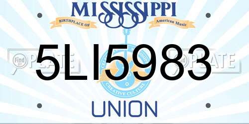 5LI5983 Mississippi License Plate