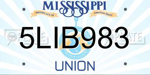 5LIB983 Mississippi License Plate