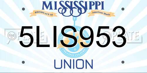 5LIS953 Mississippi License Plate