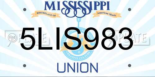 5LIS983 Mississippi License Plate