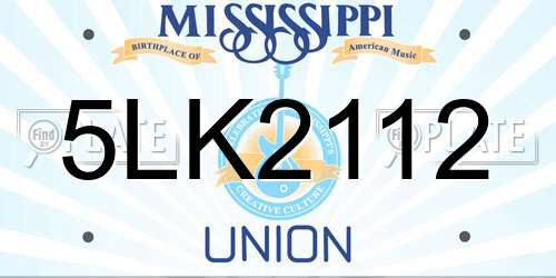 5LK2112 Mississippi License Plate