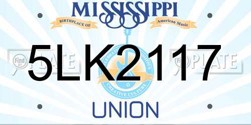 5LK2117 Mississippi License Plate