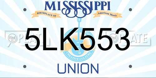 5LK553 Mississippi License Plate