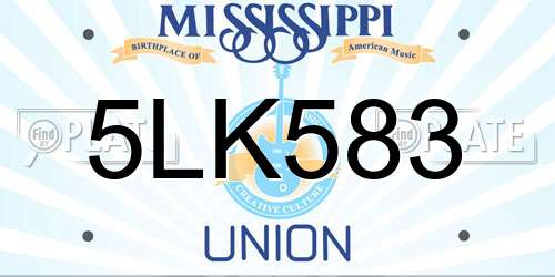 5LK583 Mississippi License Plate