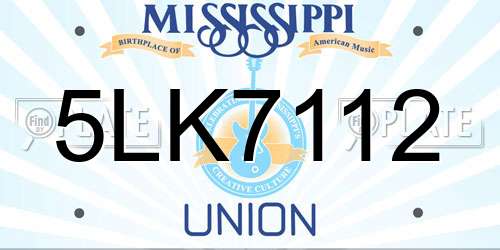 5LK7112 Mississippi License Plate
