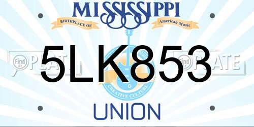 5LK853 Mississippi License Plate