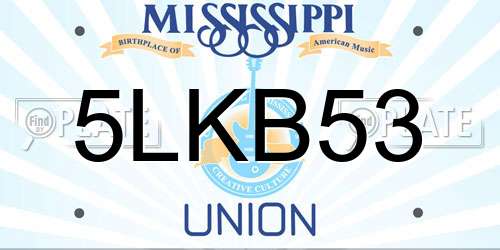 5LKB53 Mississippi License Plate